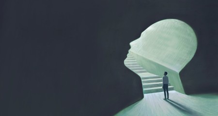 Success and ambition concept, surreal painting