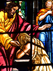 Fototapeta premium church, glass, window, stained, stained glass, religion, christ, religious, catholic, art, faith, saint, bible, angel, colorful, architecture, cathedral, stained glass window, holy, old, easter, god, 