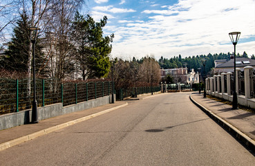 premium country cottage village in the Moscow region on a clear sunny day