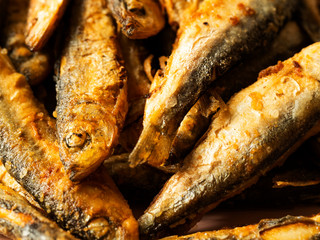 Fried herring on a plate