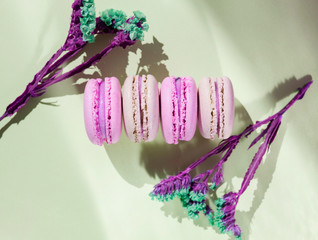 Bright picture of colorful different macaroons