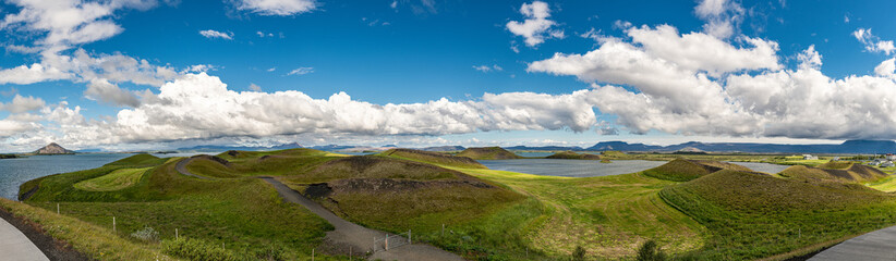 Fototapeta na wymiar Myvatn pseudocraters in northern Iceland (panorama)