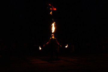 Fire show, rotation of fire