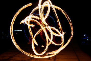 Fire show, rotation of fire