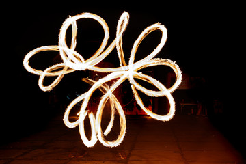 Fire show, rotation of fire