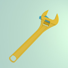 Icon of the colorful gas key on the green background. 3d render.