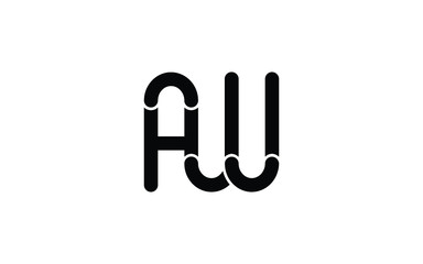 AW or WA and A, W Uppercase Letter Initial Logo Design, Vector Template