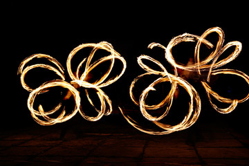 Fire show, rotation of fire