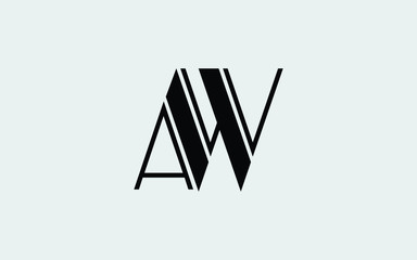 AW or WA and A, W Uppercase Letter Initial Logo Design, Vector Template