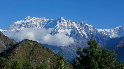 Landscape view of Annapurna Himalaya Nepal