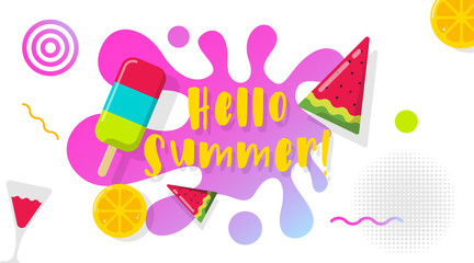 Hello summer flat illustration vector