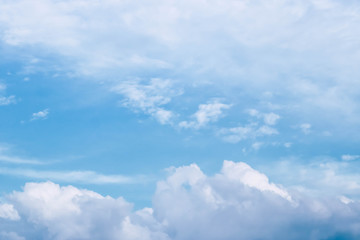 Fototapeta premium Bright blue sky with fluffy white clouds. Clearing day and Good weather. Blue sky background.