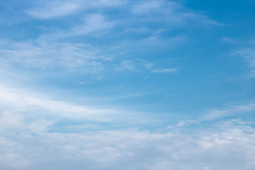 Bright blue sky with fluffy white clouds. Clearing day and Good weather. Blue sky background.