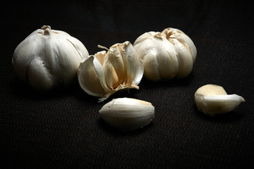 Head and chive on a dark background