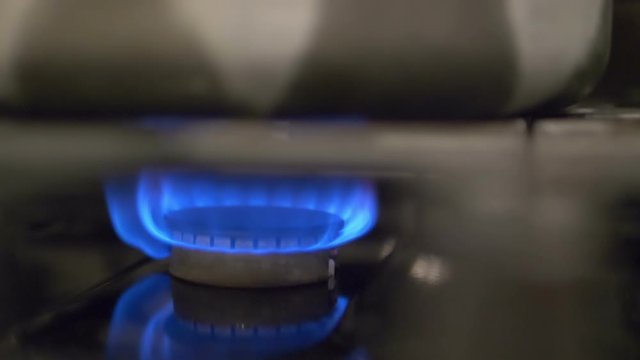 Gas-Ring Stove With Blue Flame in Slow Motion 180fps