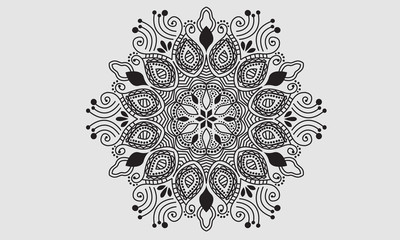Vector ornamental round floral pattern Design black and white color. Round tattoo mehndi style with modern design and decoration. Luxury Design for background, cover, print flyer, banner.