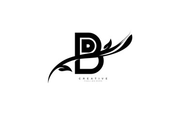 Letter B Bold Linked Artistic Black Swoosh Shape Logo Design Vector