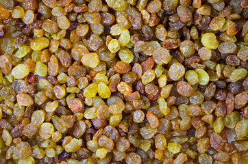 Raisins. Dry grapes. Dried fruits for healthy food, dessert substitute