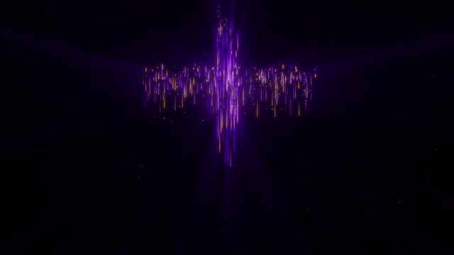 Isolated Falling Purple and Gold Light Streak Holy Cross Reveal