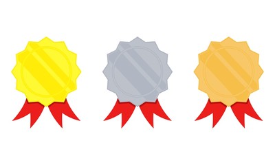 shiny gold silver bronze medal for winner of championship event vector illustration design