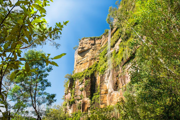 Govetts Leap Falls (Bridal Veil Falls) descending into the Grose Valley located within the Blue...