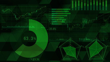 Business data graph digital world space 3D illustration background