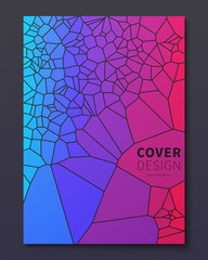 Minimal voronoi covers design. Geometric glass clusters with gradient color. Cool trendy abstract backdrop for banne, poster, flyer etc. Vector template