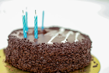 close-up of chocolate brown cake. -Image