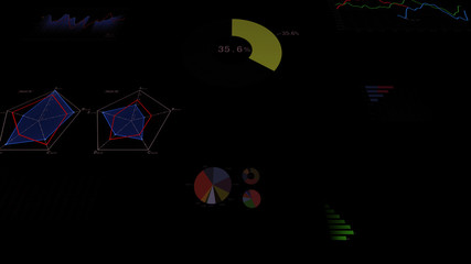 Business data graph digital world space 3D illustration background
