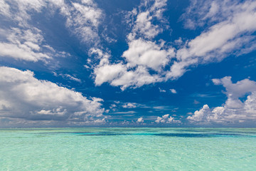 Tropical sea under the blue sky. Inspirational and motivational background. Peaceful exotic nature, sea water