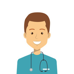 male paramedic with stethoscope isolated icon vector illustration design