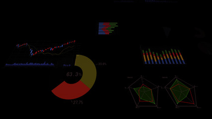 Business data graph digital world space 3D illustration background