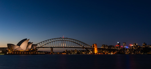 Wonderful view of Sydney Opera House and Harbour Bridge in the night