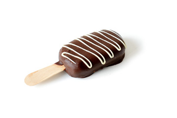Chocolate popsicle with decoration isolated on white background