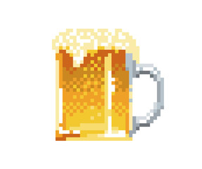 Pixel beer pint style icon. Vector illustration
