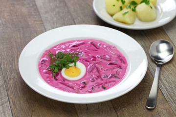 saltibarscai, cold beet soup with kefir,  lithuanian borscht