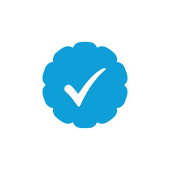 Blue check mark icon vector design, profile verified badge