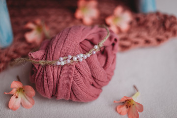 setup ready for newborn photo shoot, newborn photography