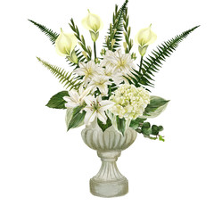 Memorial vase decorated with lush floral composition