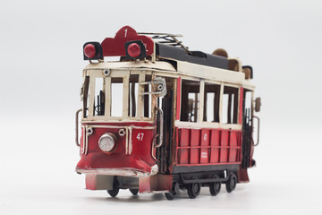 Istanbul Taksim Tramway toy Isolated with white background 