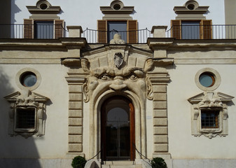 Streets of Roma. Mannerist Reinaissance façade in Rome. Italy. 