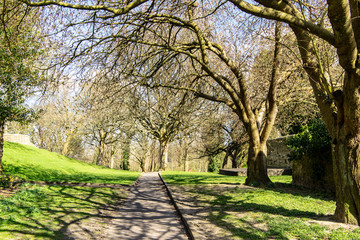 A footpath linking The Cross and The Peel, Linlithgow, West Lothian, Scotland.  The Cross is a small square by the High Street; The Peel is an area of parkland around Linlithgow Palace.