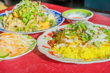 Com Ga Ba Buoi or Chicken rice with paper rice. Vietnamese dish of Hoi An chicken rice, Hoi An, Vietnam