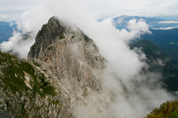 A mystic mountain covered in an afternoon fog