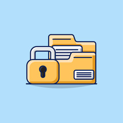 Illustration Vector Graphic of Business Locked Folder Concept with Folder and Padlock Icon.. Perfect for Business Posters and Presentations