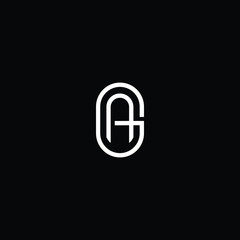 Minimal elegant monogram art logo. Outstanding professional trendy awesome artistic AG GA initial based Alphabet icon logo. Premium Business logo White color on black background - obrazy, fototapety, plakaty
