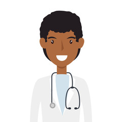 Fototapeta premium doctor male afro with stethoscope isolated icon vector illustration design