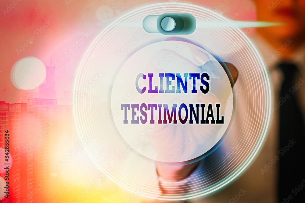 Poster conceptual hand writing showing clients testimonial. concept meaning formal statement testifying can