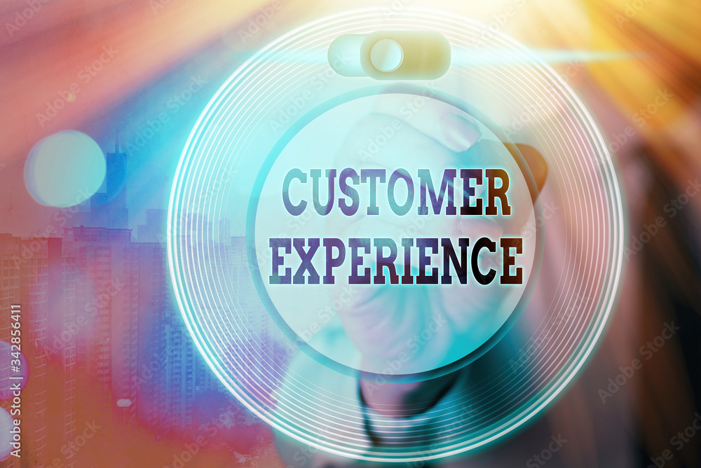 Aufkleber conceptual hand writing showing customer experience. concept meaning interaction between satisfied c