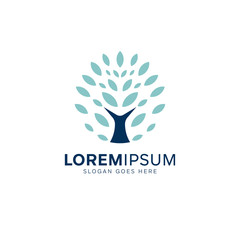 Tree with Blue leaves vector Logo